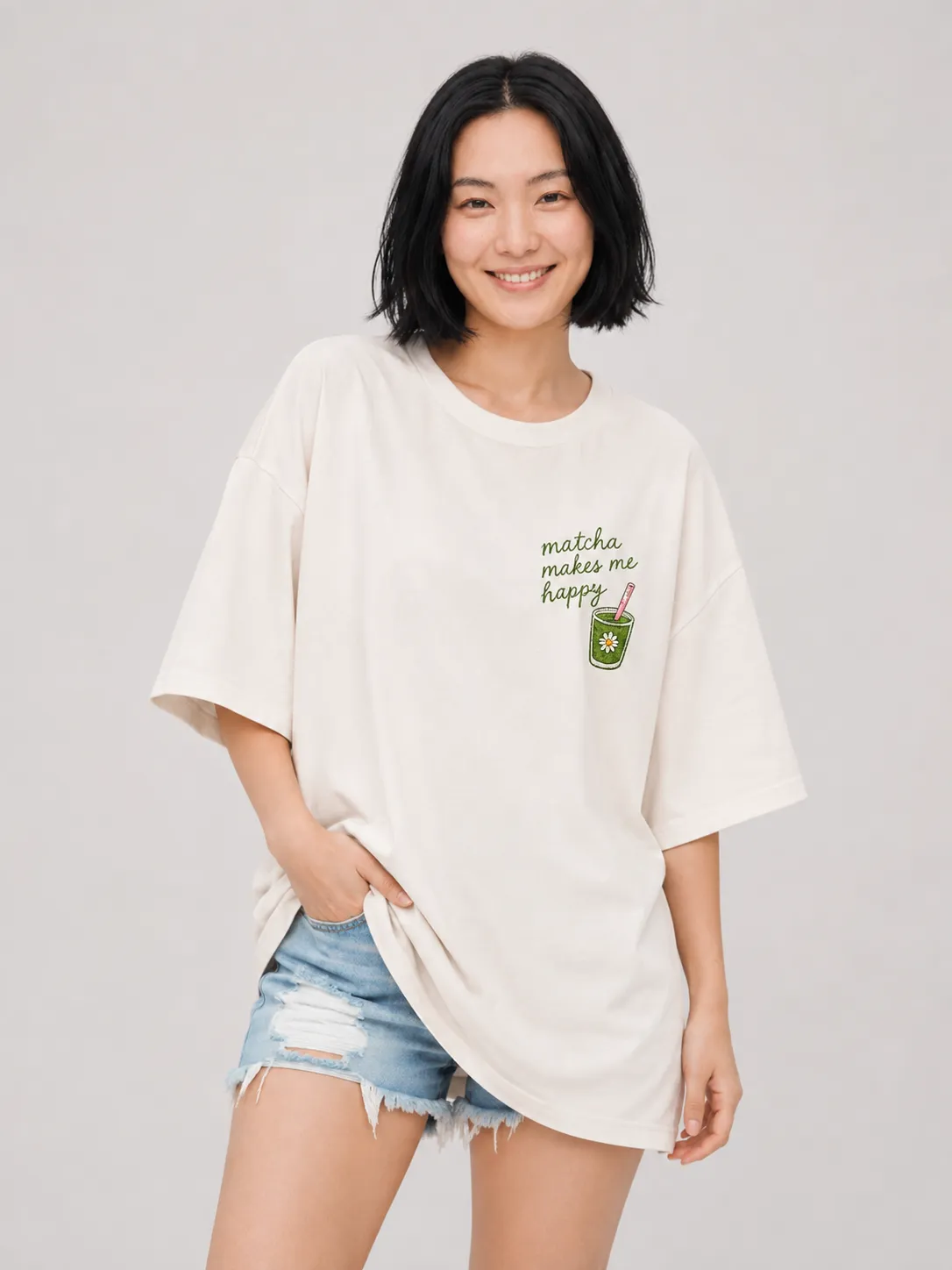 Blank tee with a chest logo applied